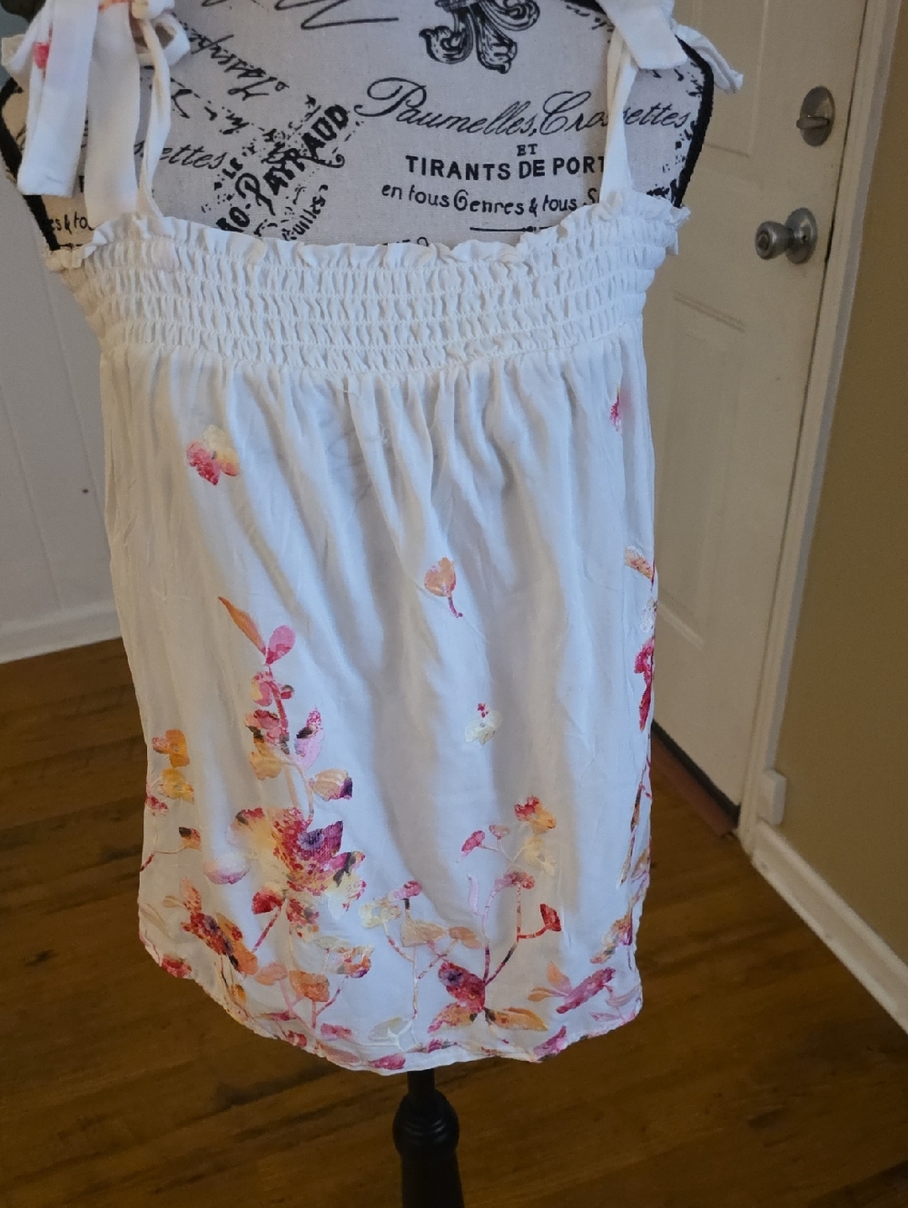 Signature Studio White Dress with Subtle Floral Accents